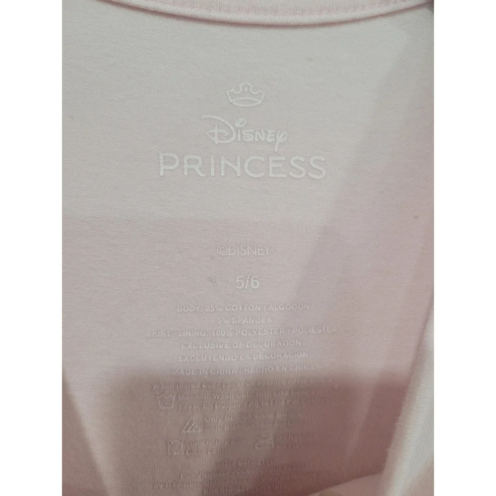 Disney Princess Girls Pink Tulle Tutu Dress Long Sleeve Crown‎ Graphic 5-6 #7